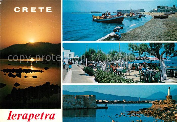 Ierapetra Kreta Sonnenuntergang Terrasse Hafeneinfahrt Leuchtturm