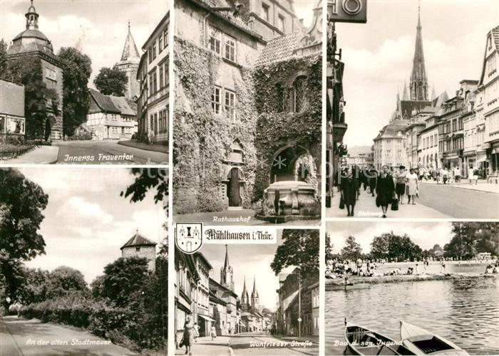 Muehlhausen Thueringen inneres Frauentor Rathaushof Stadtmauer Bad der Jugend