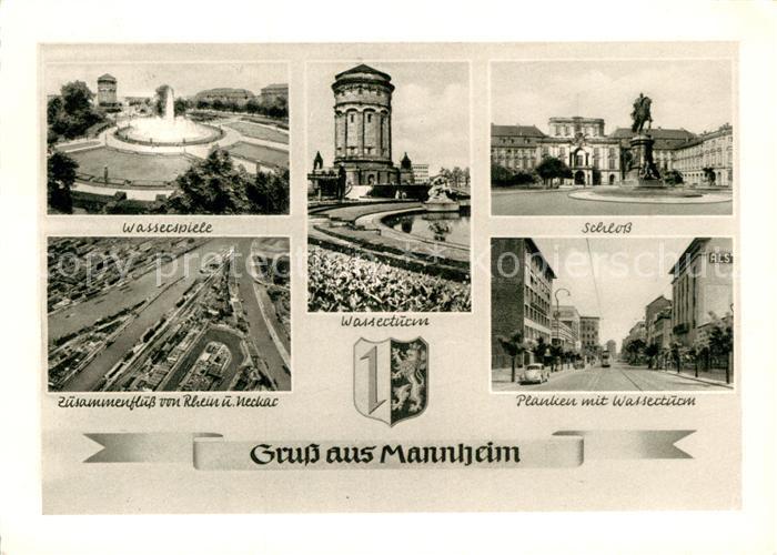 MANNHEIM BW Schloss Wasserspiele Fliegeraufnahme Zusammenfluss Rhein und Neckar