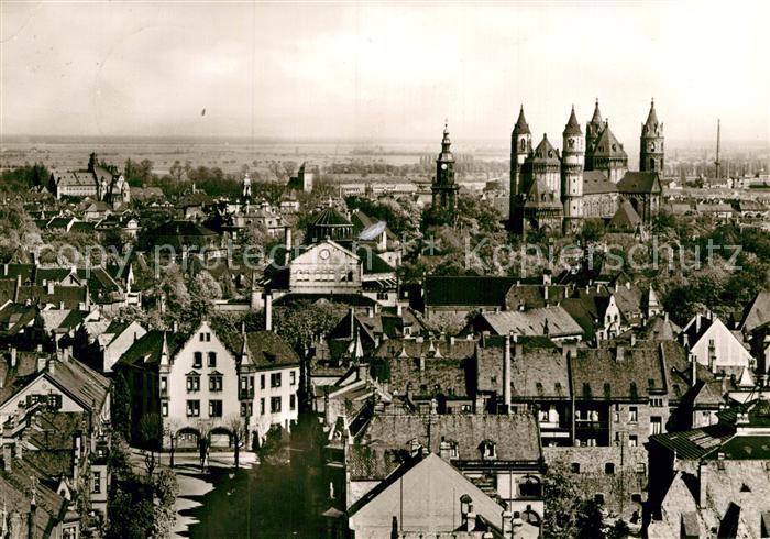 Worms Rhein Teilansicht mit Dom