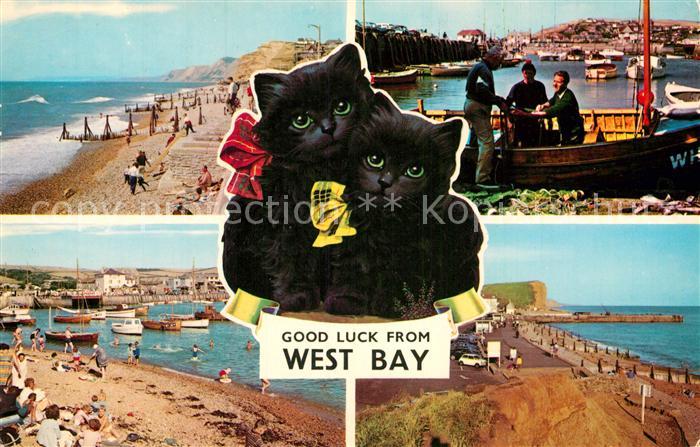 West Bay Dorset Beach West Cliff Harbour Promenade East Cliff Black Cats