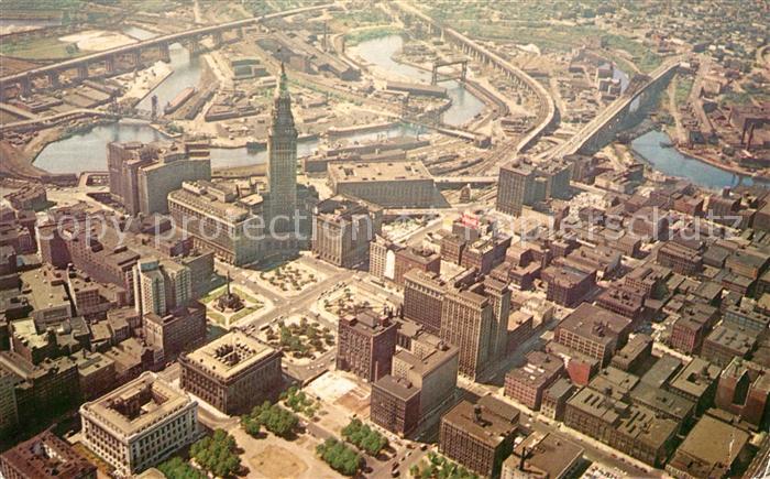 Cleveland Ohio Aerial view of downtown