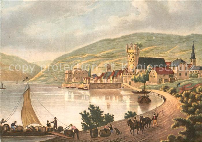 Ruedesheim Rhein Panorama Kuenstlerkarte Werbung Weinbrennerei Asbach Uralt