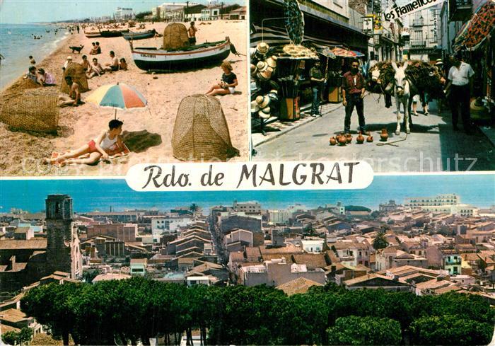 Malgrat de Mar Strand Innenstadt Esel Lasttier Stadtpanorama