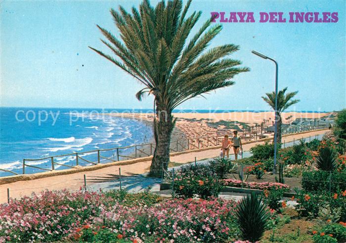 Playa del Ingles Paseo y playa Strand Promenade Palmen