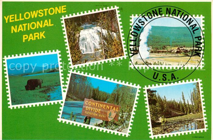 Yellowstone National Park Landschaftspanorama Wasserfall Bueffel Continental Div