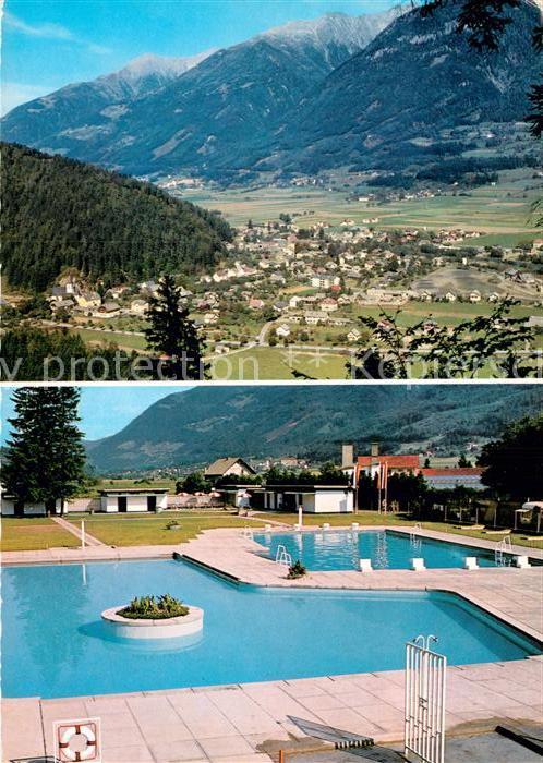Moellbruecke Schwimmbad Gesamtansicht mit Alpenpanorama