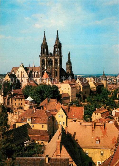 Meissen Elbe Sachsen Burgberg in der Abendsonne Blick vom Turm der St Afra Kirch