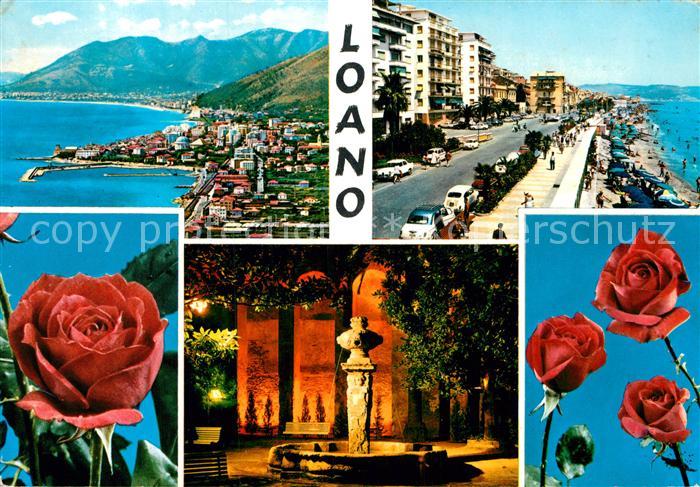 Loano Panorama da Levante Lungomare Piazza Mazzini Notturno della fontana Giovan