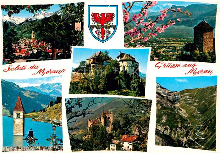 Meran Merano Panorama Castel Tirolo Val Venosta Campanile della Curon Allagata S