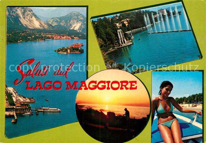 Lago Maggiore Panorama Insel Strand Abendstimmung am See Fontaene