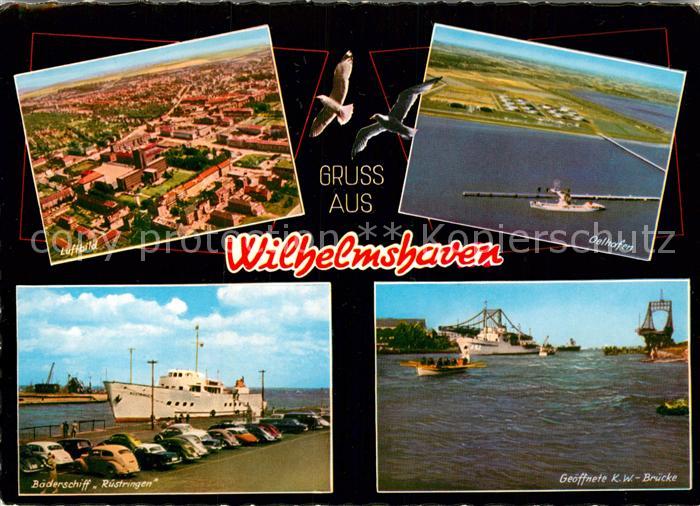 Wilhelmshaven  CITY Fliegeraufnahme Oelhafen K.W. Bruecke Baederschiff Ruestrin