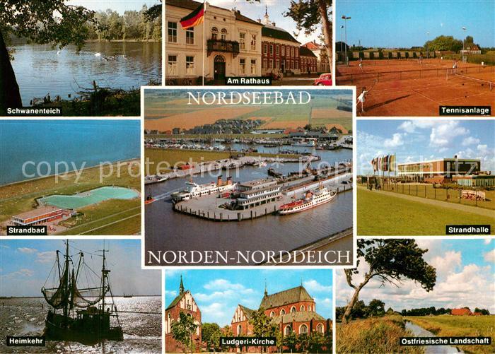 Norden Ostfriesland Rathaus Ludgeri-Kirche Heimkehr Strandhalle