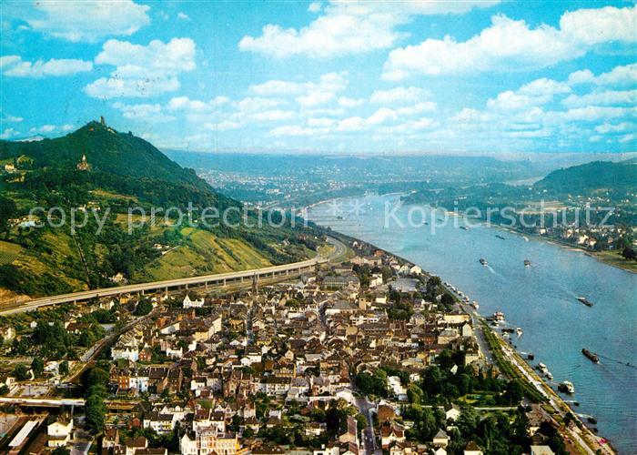 Koenigswinter Fliegeraufnahme Rheinpartie