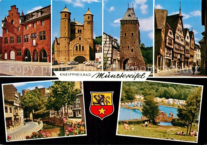 Muenstereifel Bad Rathaus Stiftskirche Werthertor Windeckhaus Burg mit Erft Schw