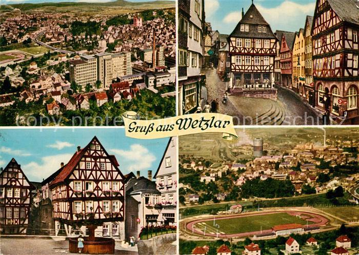 WETZLAR Lahn Hessen Fliegeraufnahme Eisenmarkt mit Werther-Haus Kornmarkt-Stadi