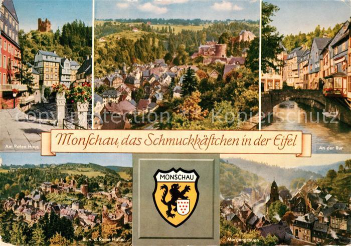 Monschau Fliegeraufnahme Ruine Haller Rur Rotes-Haus