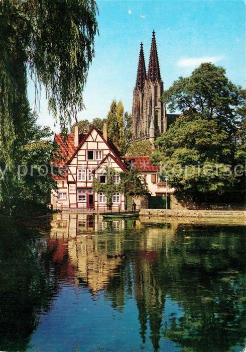 Soest Arnsberg Muehle am grossen Teich mit Wiesenkirche