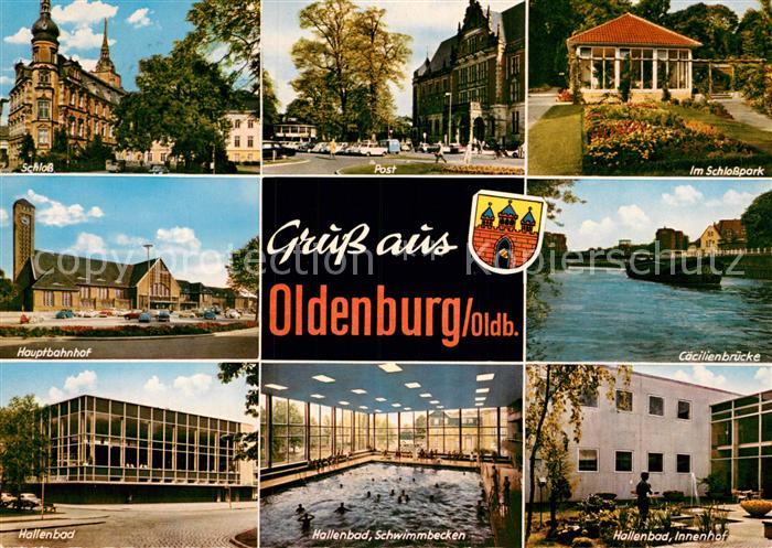 Oldenburg Niedersachsen Schlosspark Caecilienbruecke Hallenbad Post