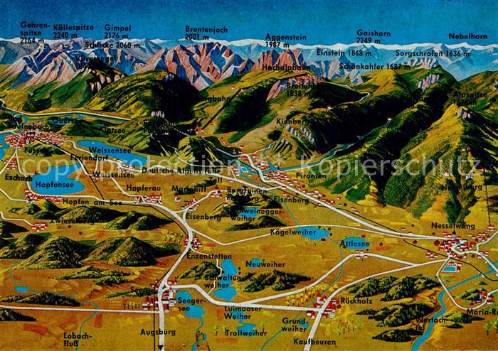 Nebelhorn Panoramakarte Hopfensee Weissensee Seegersee