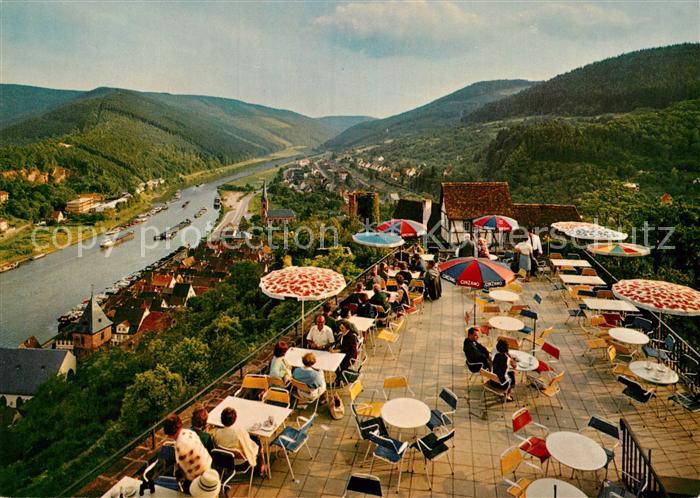 Hirschhorn Neckar Blick von Burgterrassse auf Neckartal