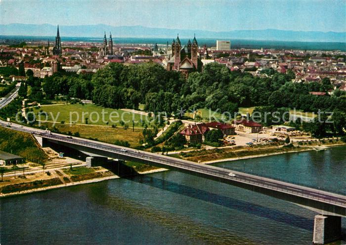 Speyer Rhein Fliegeraufnahme mit Rheinbr?cke