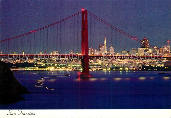 San Francisco California Skyline mit Br?cke bei Nacht