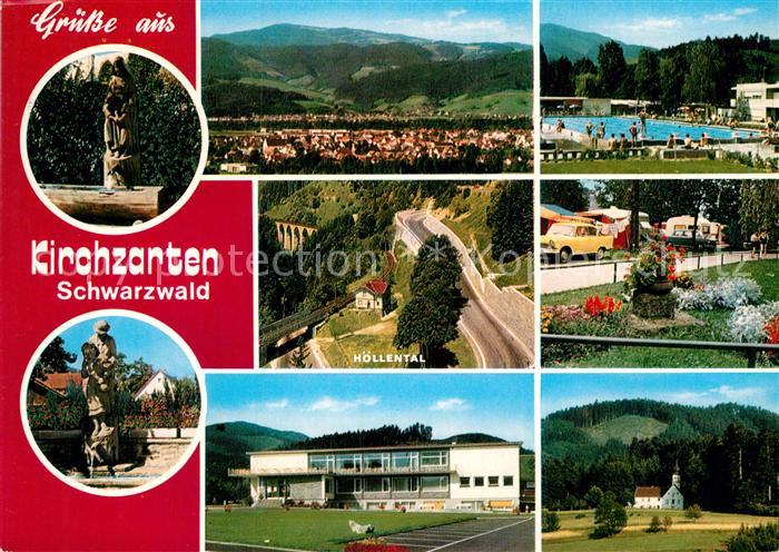 Kirchzarten Panorama Schwimmbad Hoellental Schule Kapelle Skulpturen