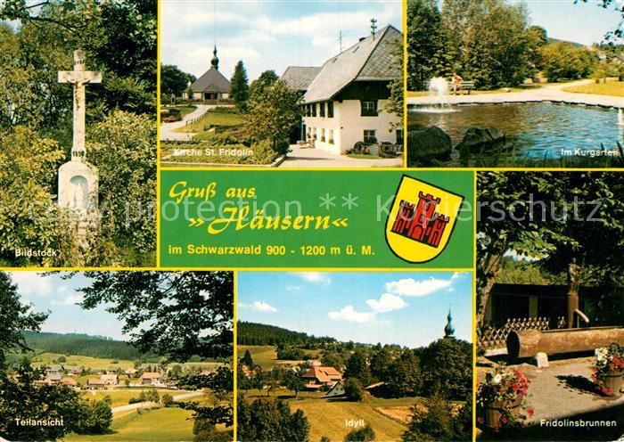 Haeusern Schwarzwald Bildstock Kirche St Fridolin Im Kurgarten Teilansicht Idyll