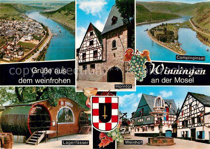 Winningen Mosel Fliegeraufnahme Campinginsel Lagerfaesser Weinhof