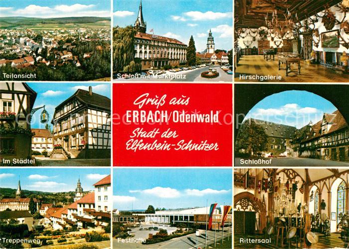 Erbach Odenwald Teilansicht Schloss Marktplatz Hirschgalerie Im Staedtel Schloss