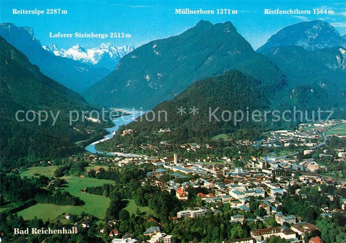 Bad Reichenhall Fliegeraufnahme mit Loferer Steinberge Muellnerhorn Ristfeuchtho