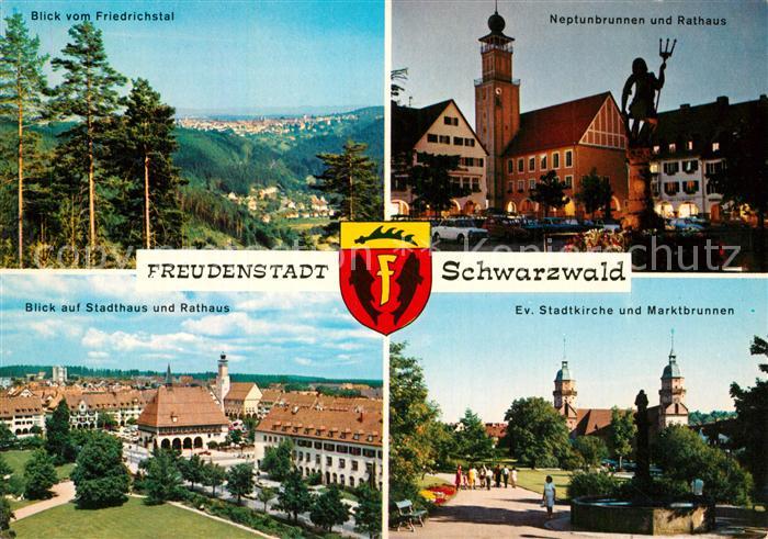 FREUDENSTADT BW Friedrichstal Neptunbrunnen Rathaus Stadthaus Stadtkirche Marktb