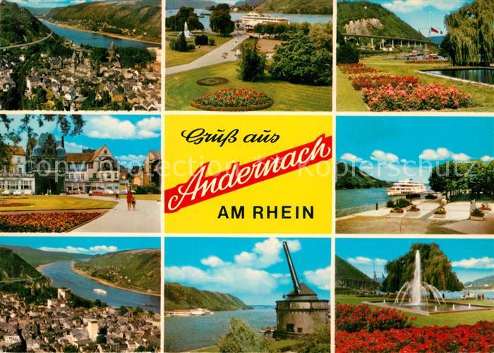 Andernach Panorama Teilansichten Alter Kran Springbrunnen