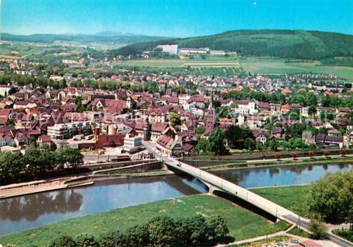 Hoexter Weser Fliegeraufnahme mit Weserberglandklinik