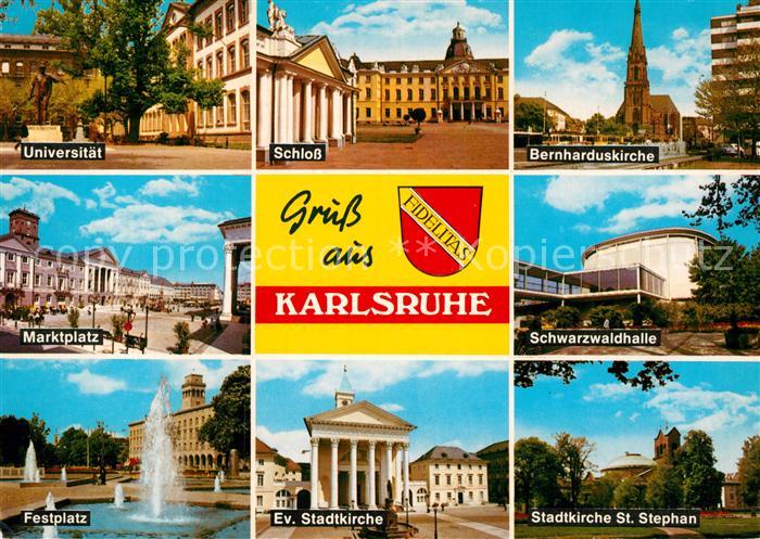 Karlsruhe Baden Universitaet Schloss Bernharduskirche Marktplatz Schwarzwaldhall