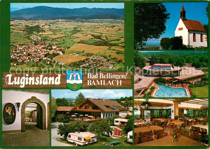 Bad Bellingen Fliegeraufnahme Kirche Schwimmbad Restaurant Gastraum Camping