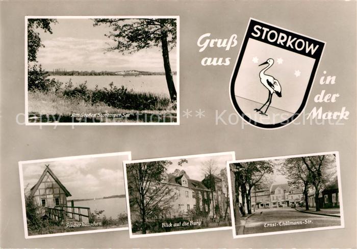 Storkow Mark Grosser Storkower See Fischerhaeuschen Burg Thaelmann Str