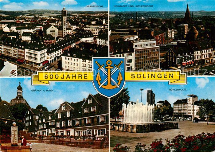 Solingen Stadtkirche Neumarkt und Lutherkirche Graefrath Markt Muehlenplatz