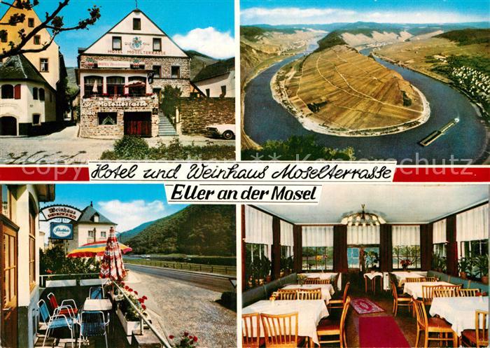 Eller Mosel Hotel Weinhaus Moselterrasse Fliegeraufnahme Moselschleife