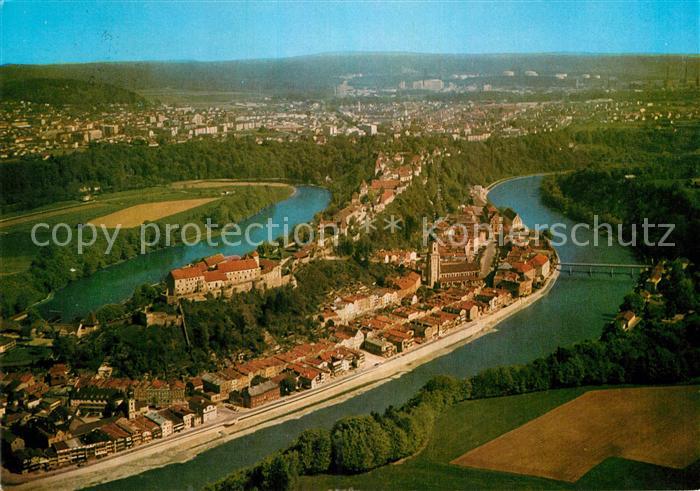 Burghausen Salzach Fliegeraufnahme Flusspartie