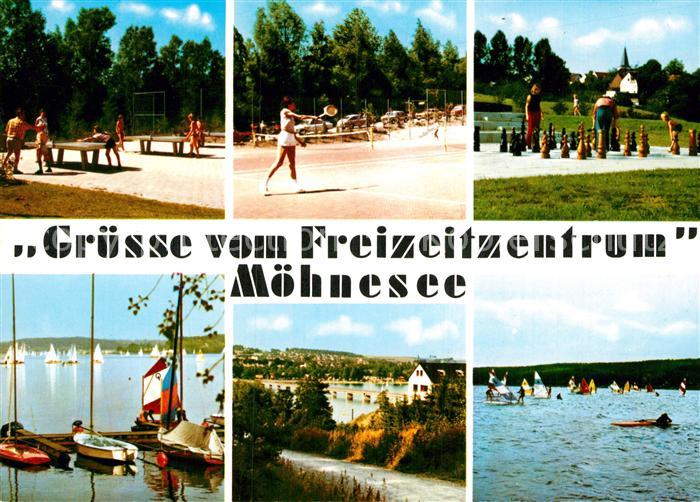 Moehnesee Seepartien Freizeitzentrum Schachspiel im Park Tennis Tischtennis