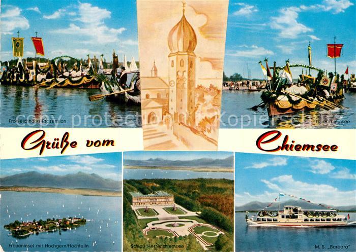 Prien Chiemsee Fronleichnam Prozession Schlo?-Herrenchiemsee Fraueninsel Hochger