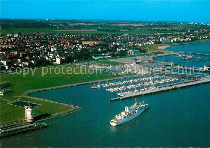 Cuxhaven Nordseebad Fliegeraufnahme Hafen