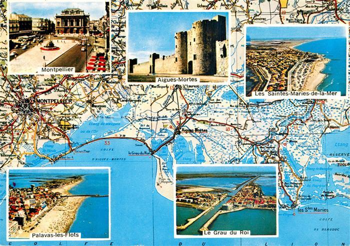 Aigues-Mortes Gard Montpellier Palaves les Flots Le Grau du Roi Michelin Strasse