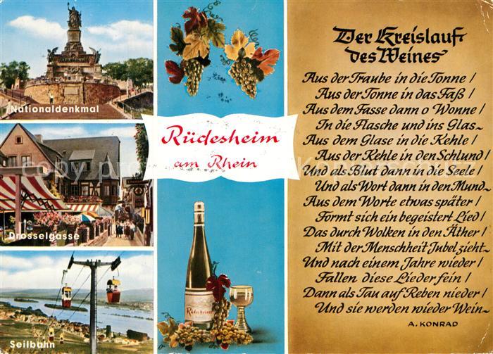 Ruedesheim Rhein Nationaldenkmal Drosselgasse Seilbahn