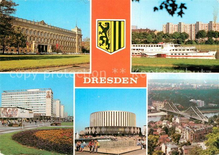 DRESDEN Elbe Bezirksgericht Kaethe Kollwitz Ufer Prager Strasse Blaues Wunder