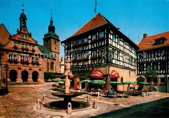 Buchen Odenwald Altes Rathaus mit Pilgrim von Buchheim Brunnen