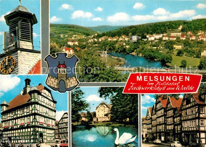 Melsungen Fulda Kaiserau mit Stadtwald Fachwerk Rathaus Bartenwetzer Landgraefl