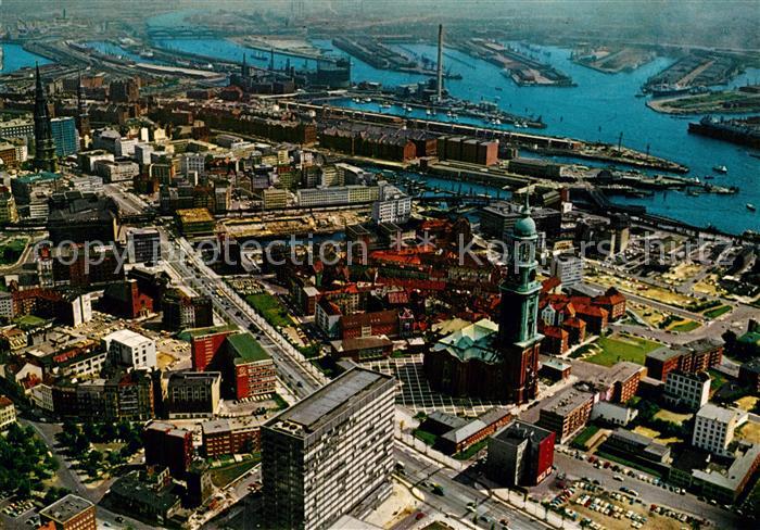 HAMBURG  CITY Michel Ost West Strasse Hafen Fliegeraufnahme